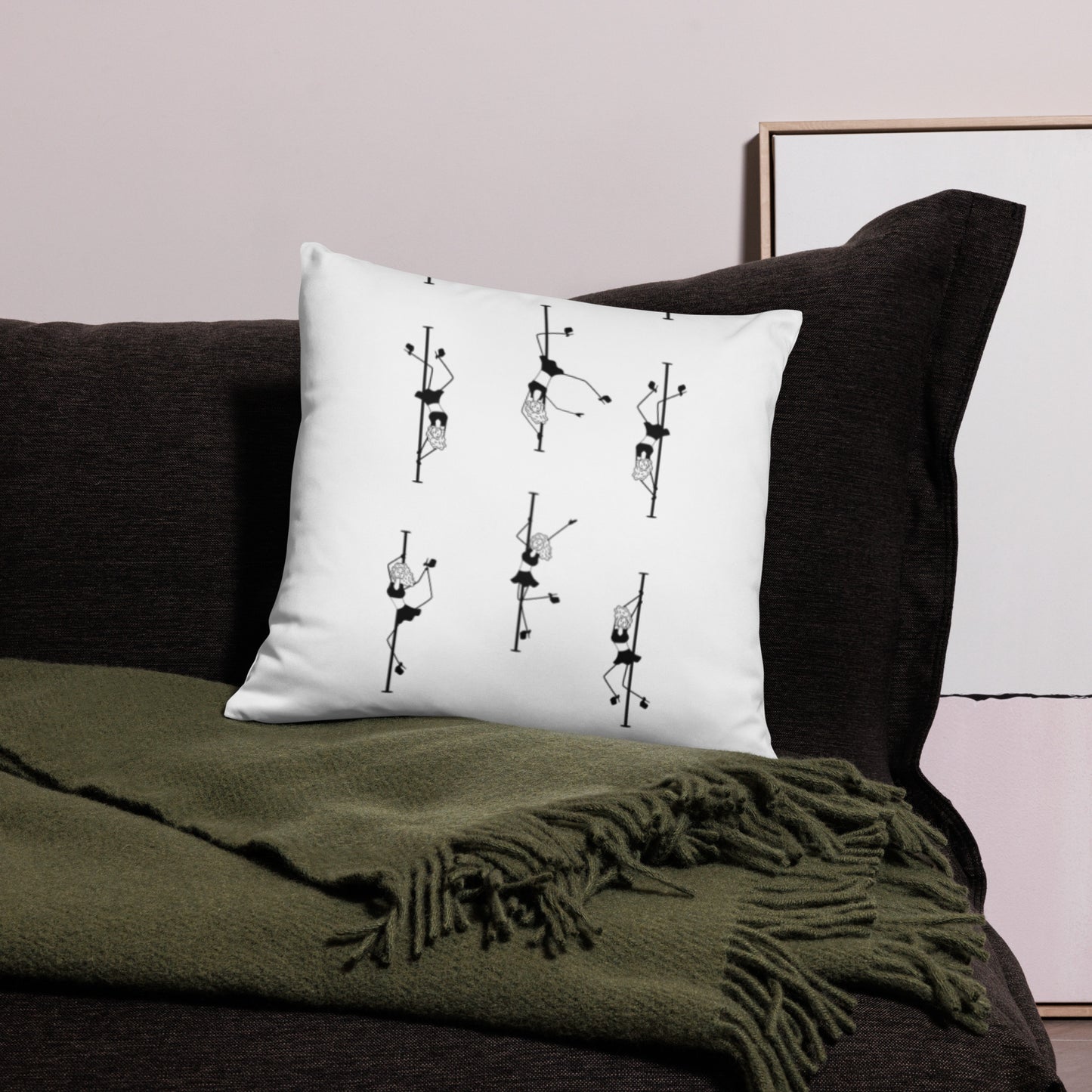 Decorative pillow with a vibrant pole dance print, ideal for adding flair to your home, studio, or lounge space.