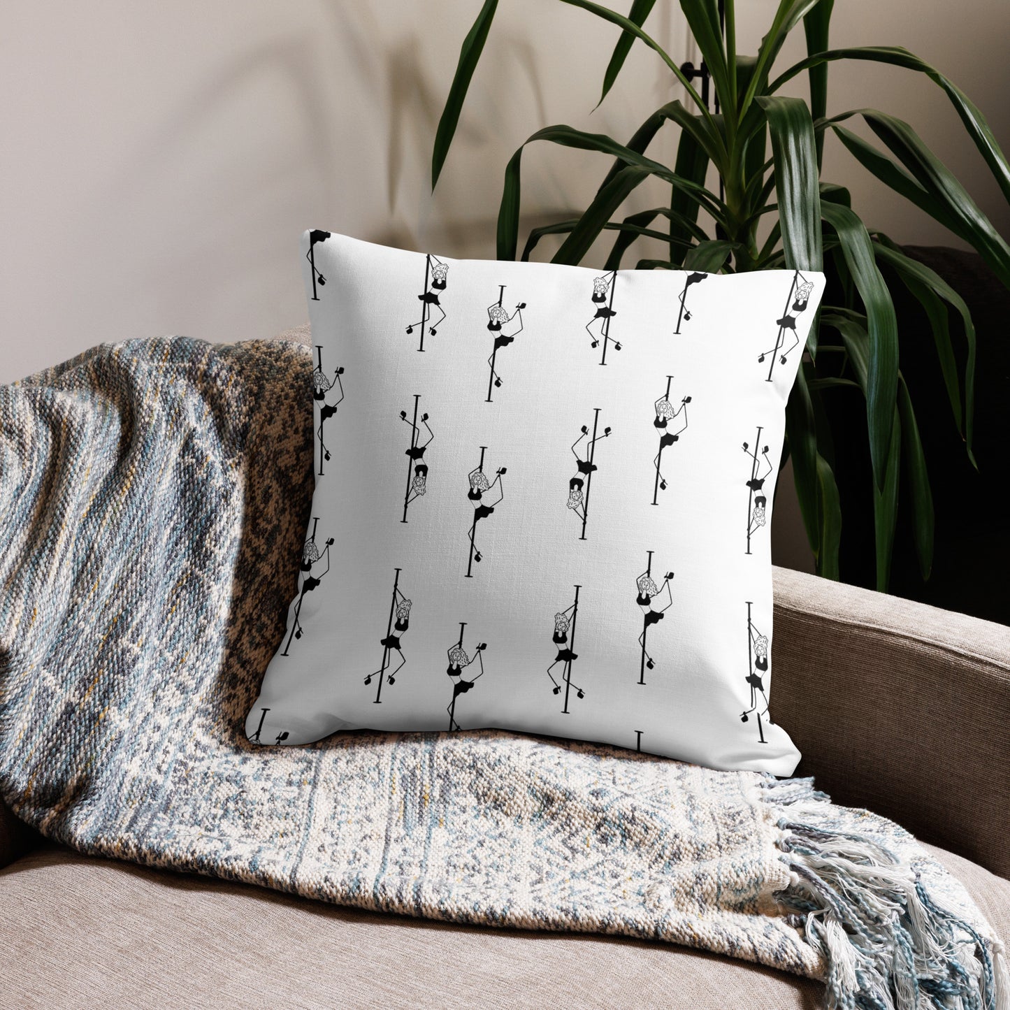Premium pillow case featuring a bold pole dance print, perfect for adding a unique, stylish touch to your bedroom, lounge, or studio décor.