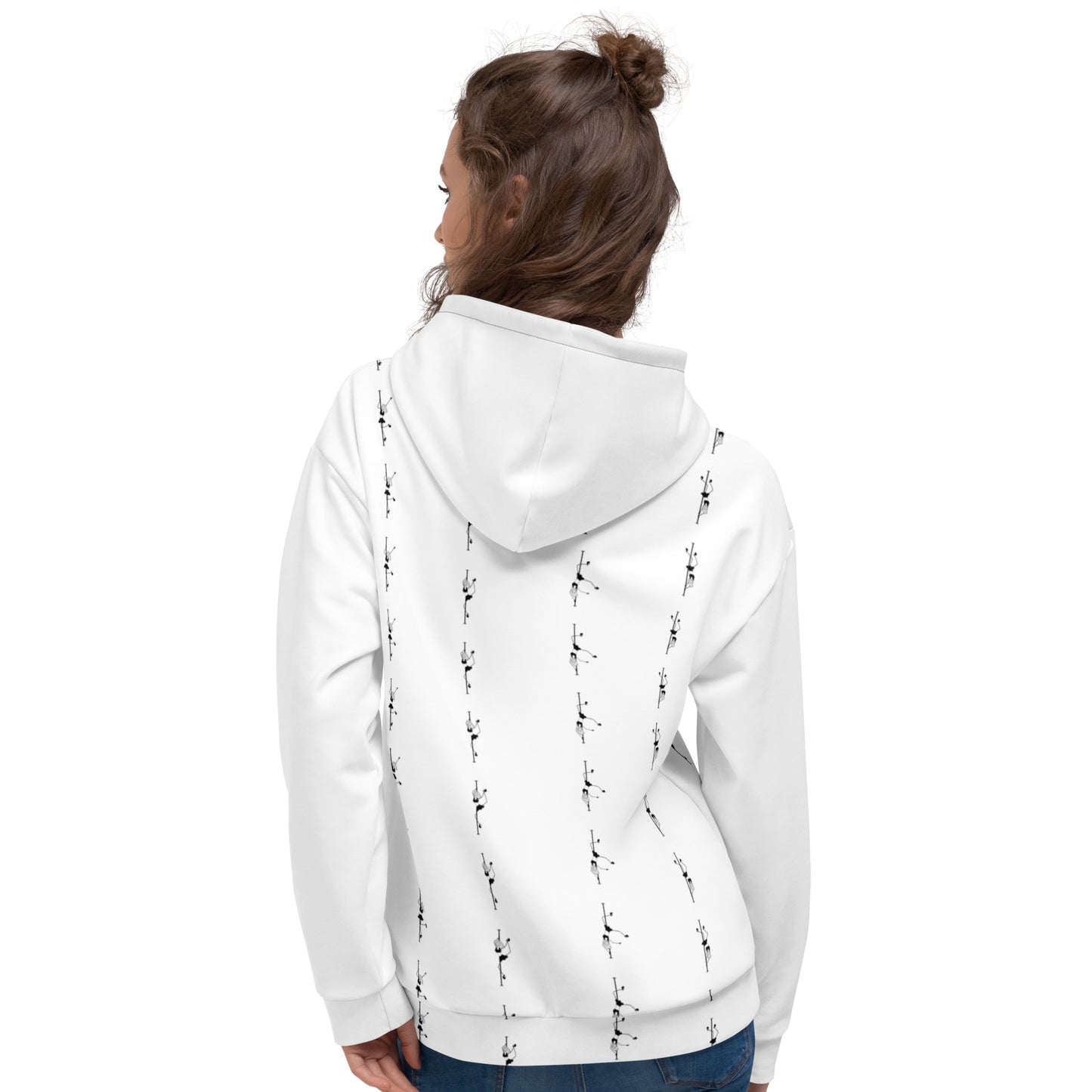 Unisex hoodie featuring a pole dance graphic, designed for comfort and warmth, perfect for casual wear or after a pole dance session.