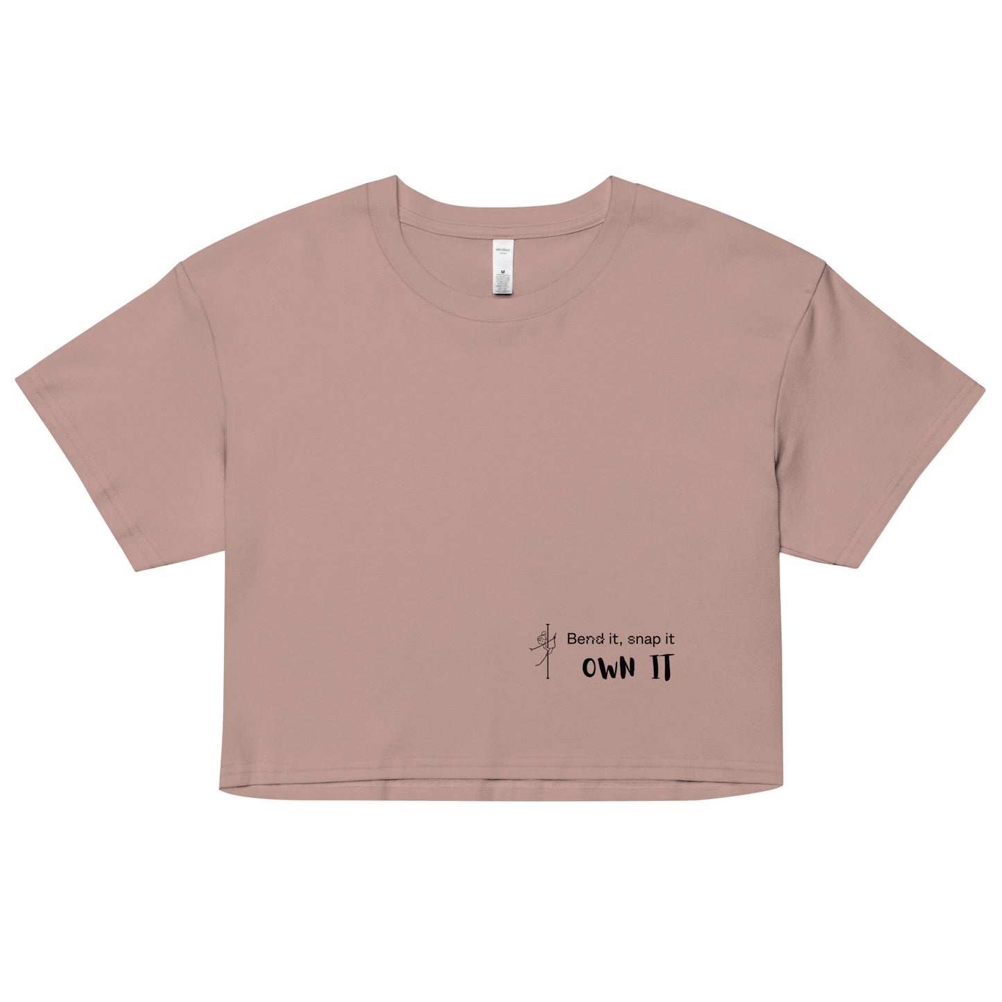 Women’s crop top with a bold pole dance graphic, offering a comfortable and stylish fit for pole dancers and fitness enthusiasts.