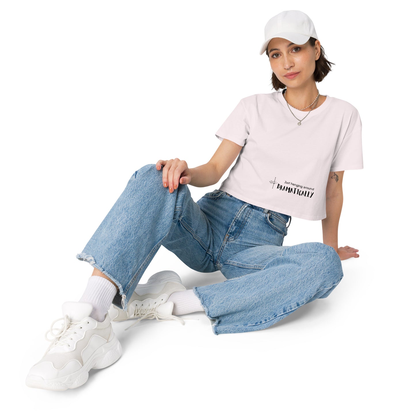 Fitted women’s crop top featuring a pole dance graphic, combining style and flexibility for pole dance practice or casual wear.