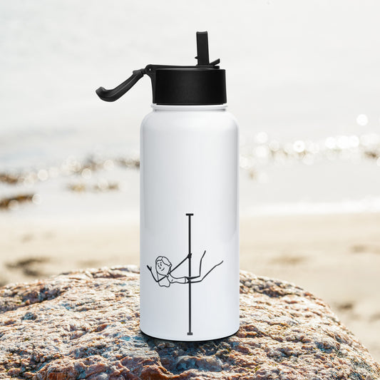 Durable pole dance water bottle with straw lid, ideal for studio sessions and workouts.
