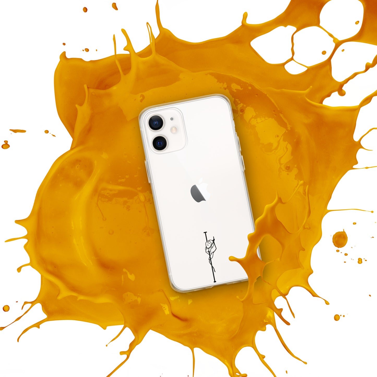 Clear iPhone case featuring a bold pole dance graphic, offering sleek protection and a unique design to express your passion.