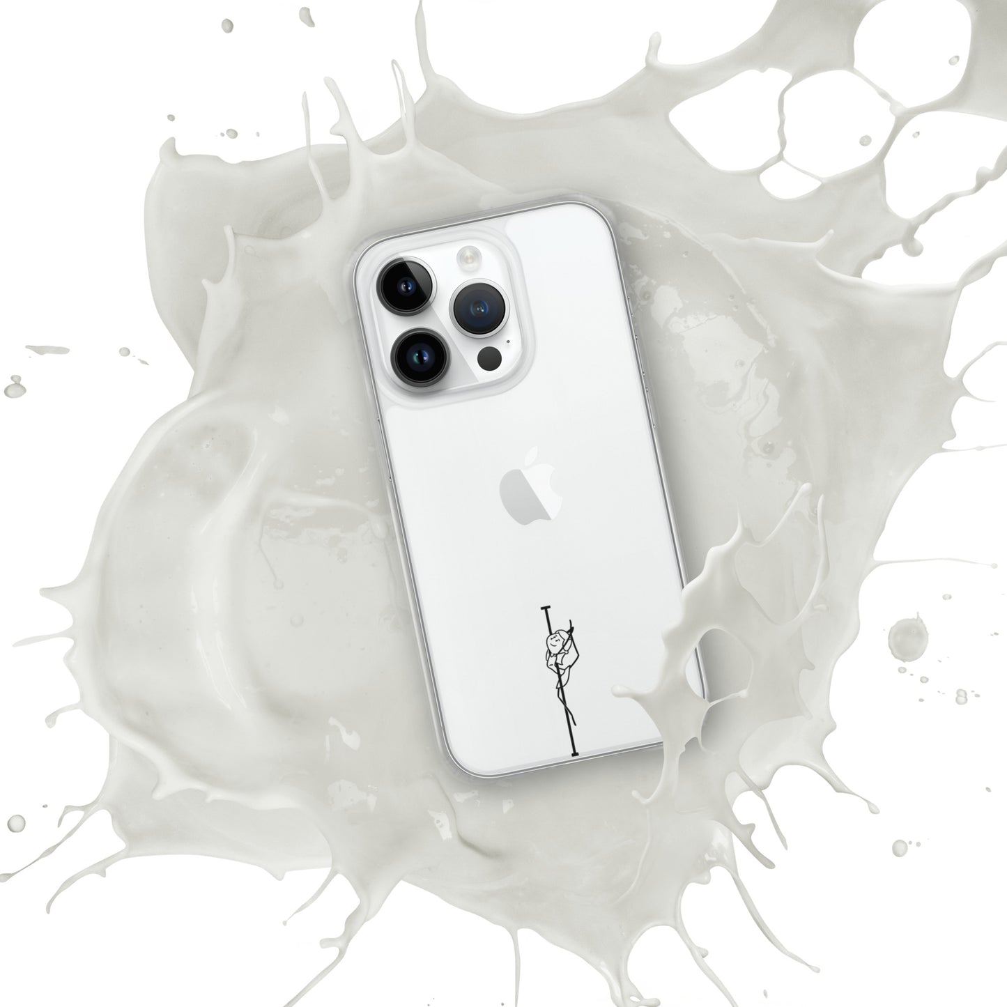 Clear iPhone case featuring a bold pole dance graphic, offering sleek protection and a unique design to express your passion.