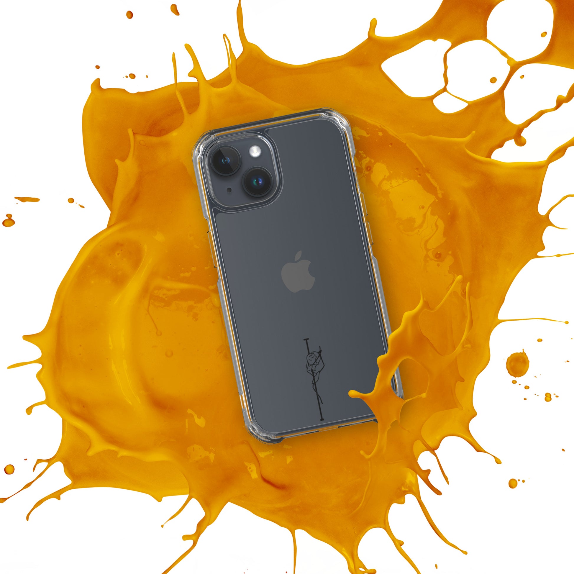 Clear iPhone case featuring a bold pole dance graphic, offering sleek protection and a unique design to express your passion.