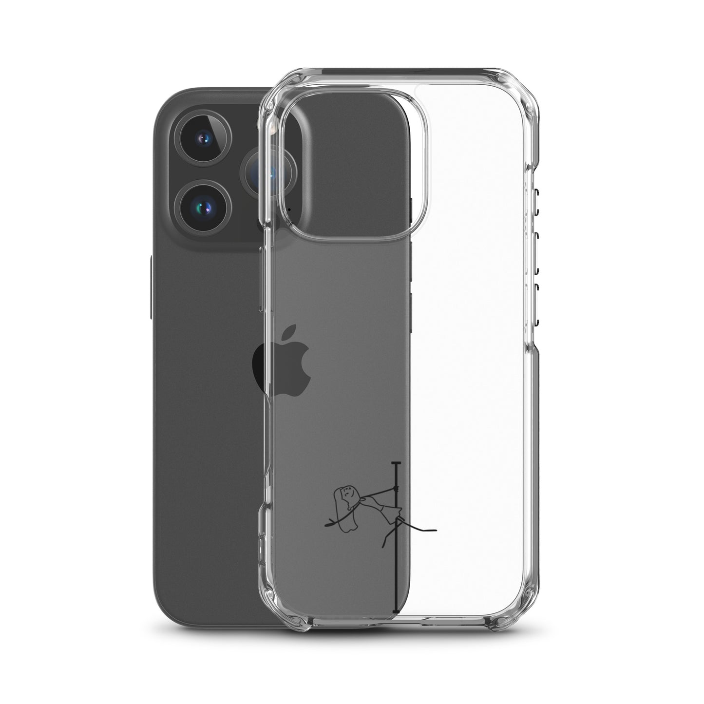 Lightweight clear iPhone case with a vibrant pole dance design, offering stylish protection while showcasing your love for pole dance.