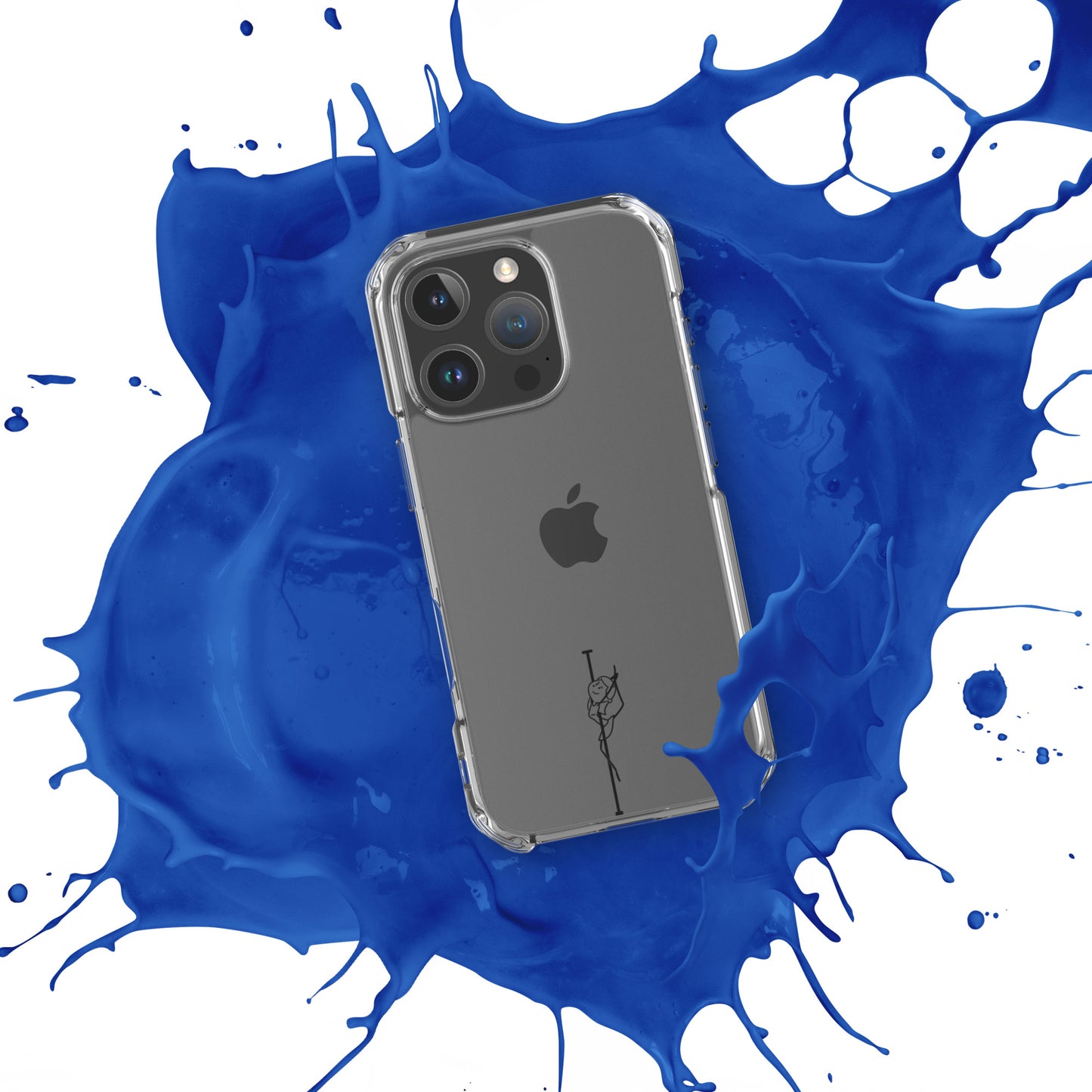 Clear iPhone case featuring a bold pole dance graphic, offering sleek protection and a unique design to express your passion.