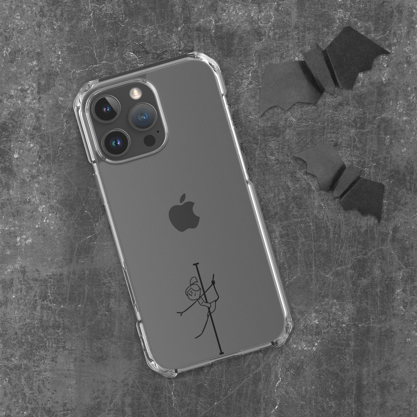 Sleek clear iPhone case featuring a pole dance design, offering lightweight protection while showcasing your phone’s original look.