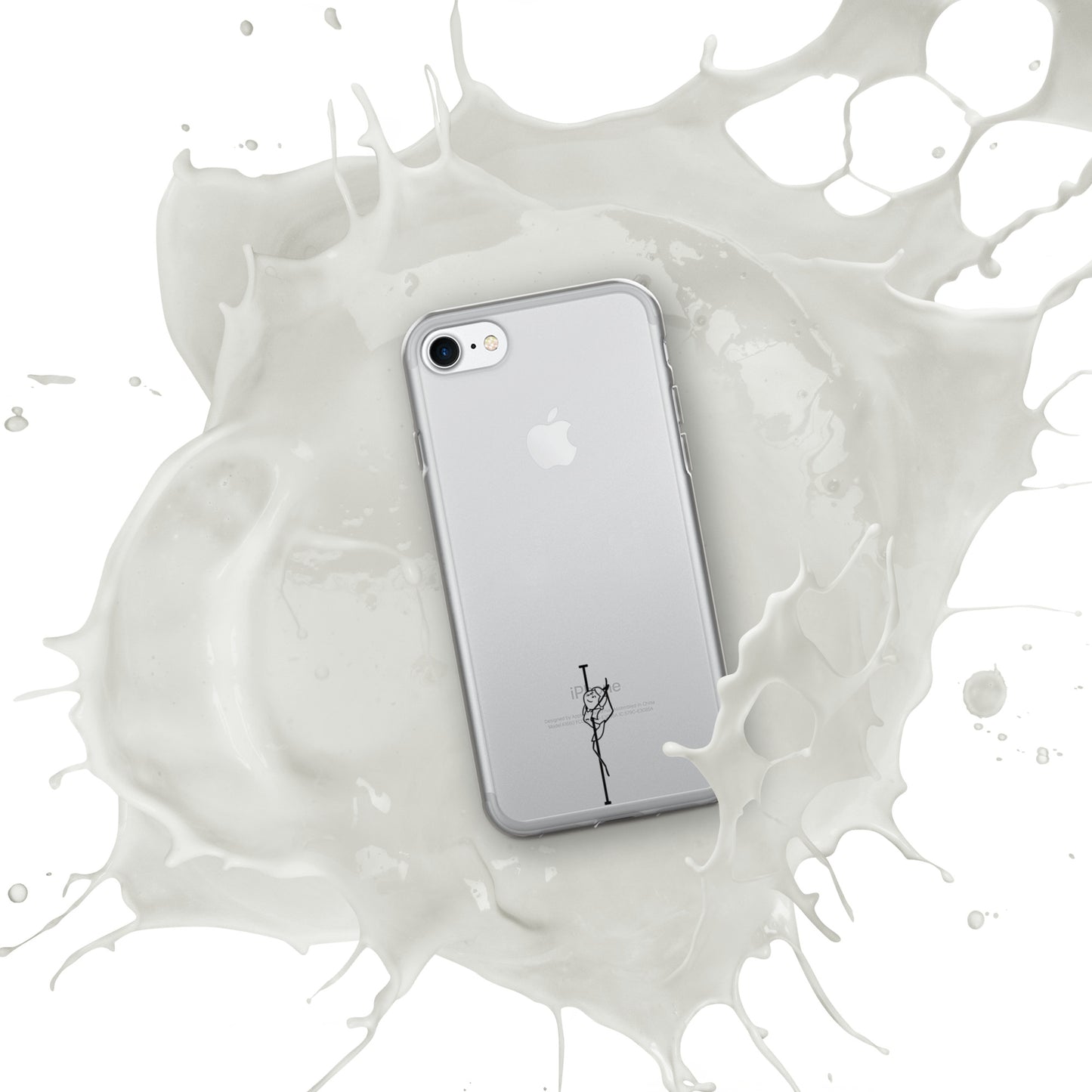 Clear iPhone case featuring a bold pole dance graphic, offering sleek protection and a unique design to express your passion.