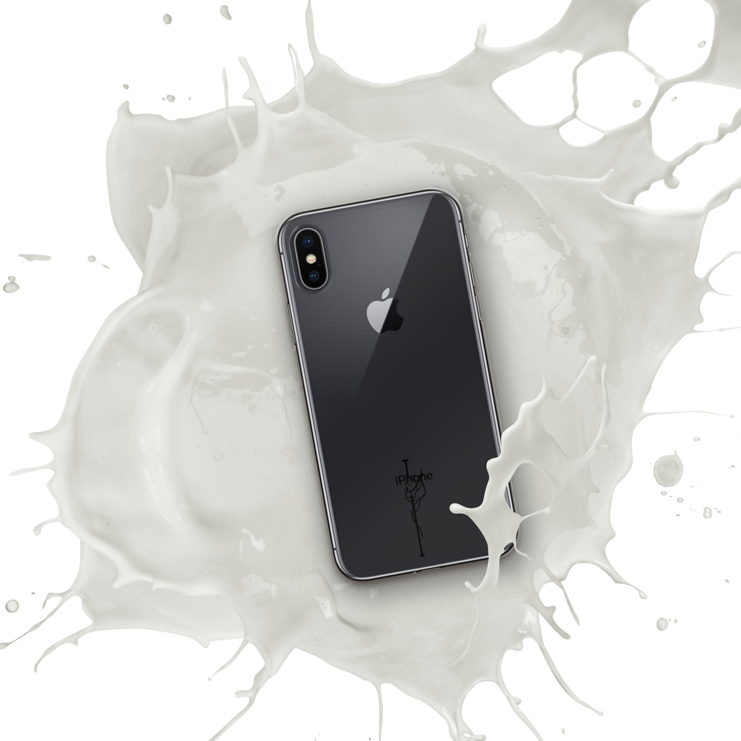 Clear iPhone case featuring a bold pole dance graphic, offering sleek protection and a unique design to express your passion.