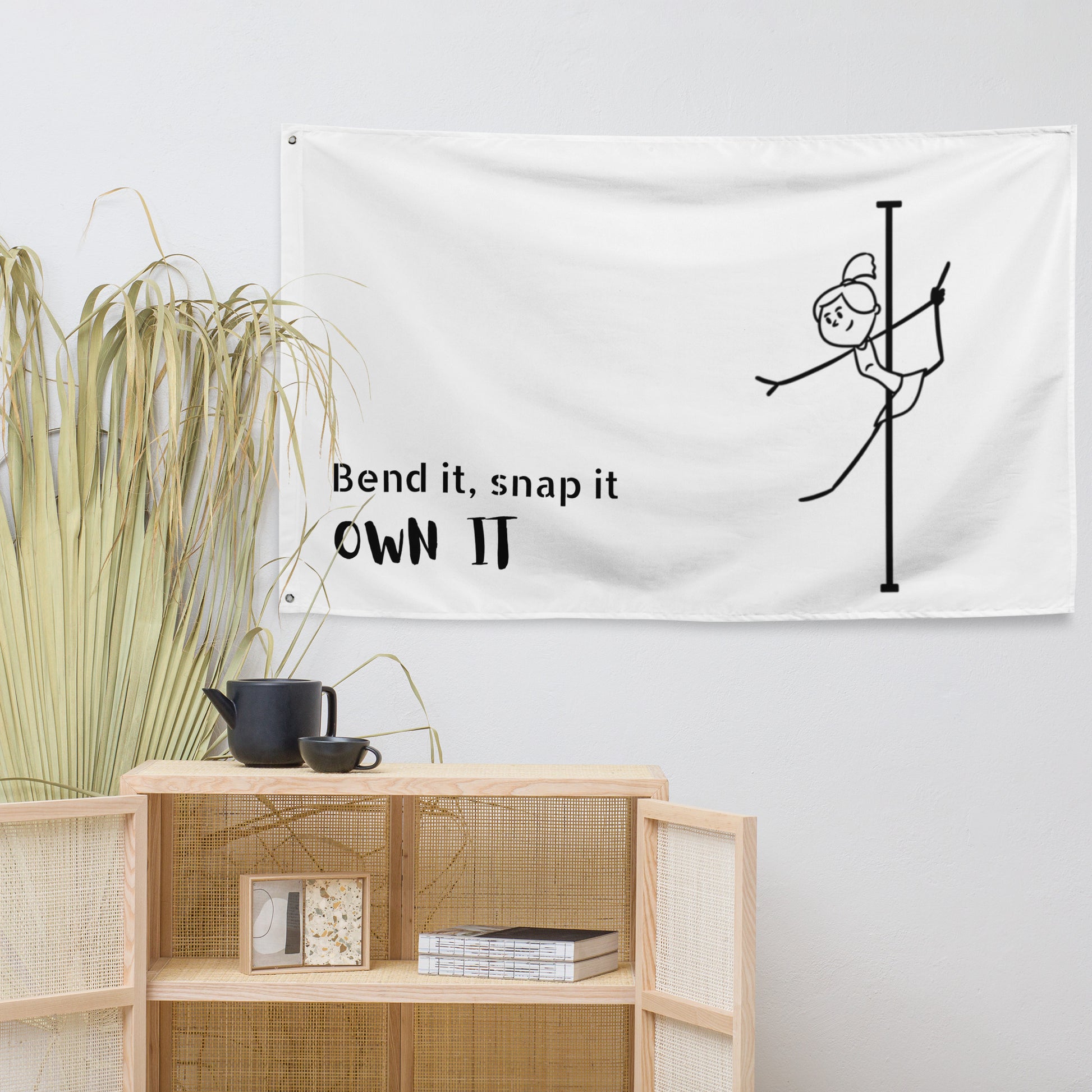 Pole dance flag with bold, empowering design for studios, events, or personal spaces.