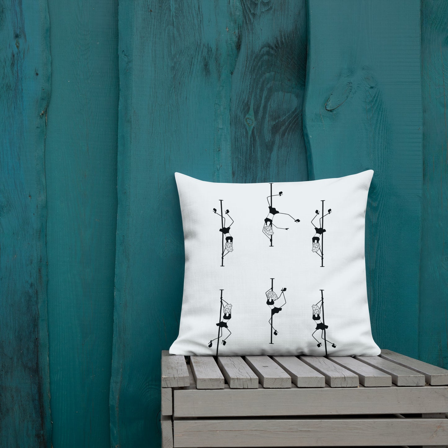 Premium decorative pillow featuring a bold pole dance print, perfect for adding personality to your home, studio, or lounge space.