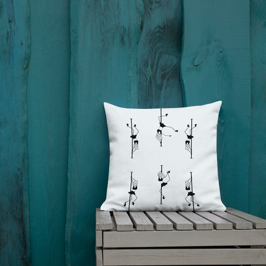Premium decorative pillow featuring a bold pole dance print, perfect for adding personality to your home, studio, or lounge space.