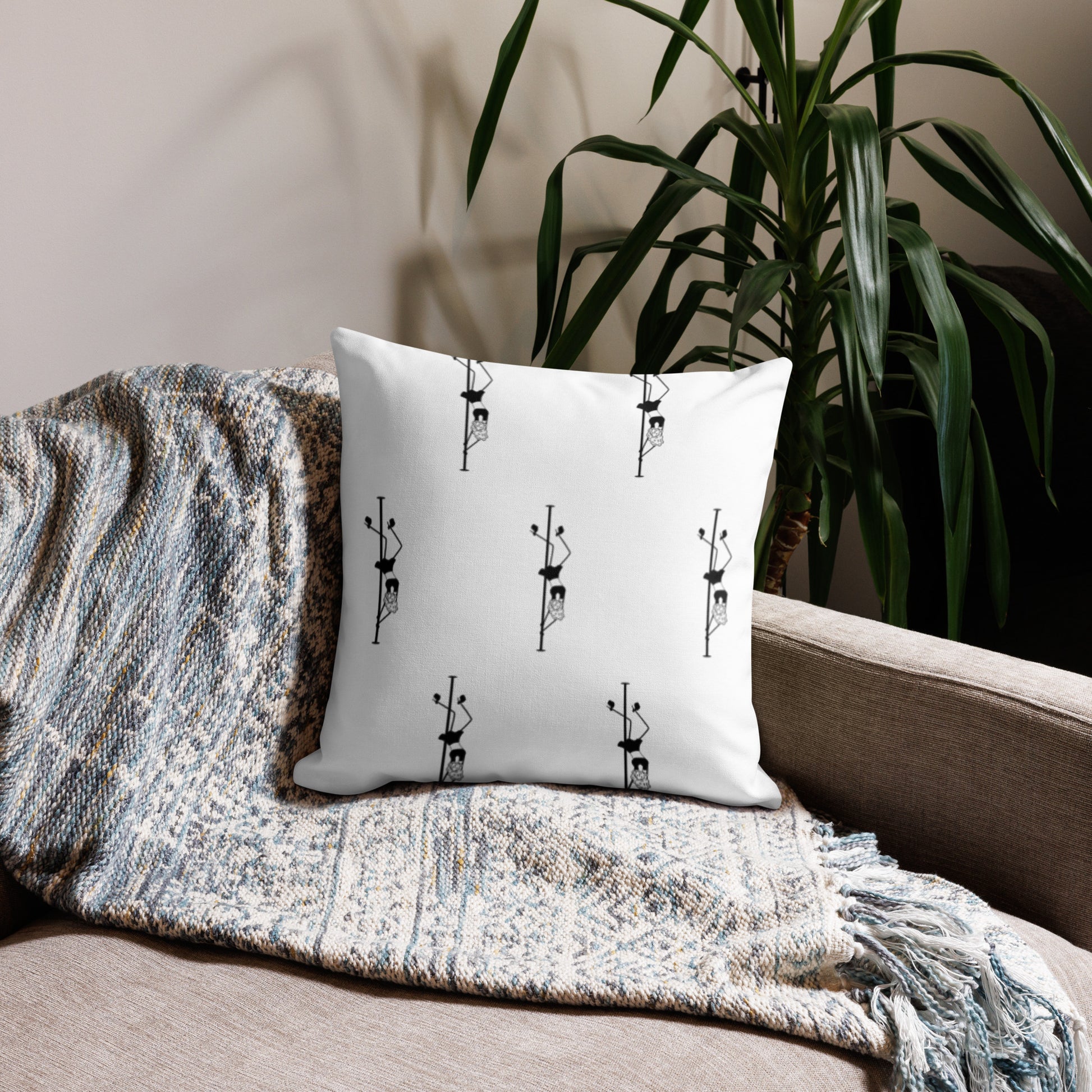 Premium pillow case featuring a bold pole dance print, perfect for adding a unique, stylish touch to your bedroom, lounge, or studio décor.