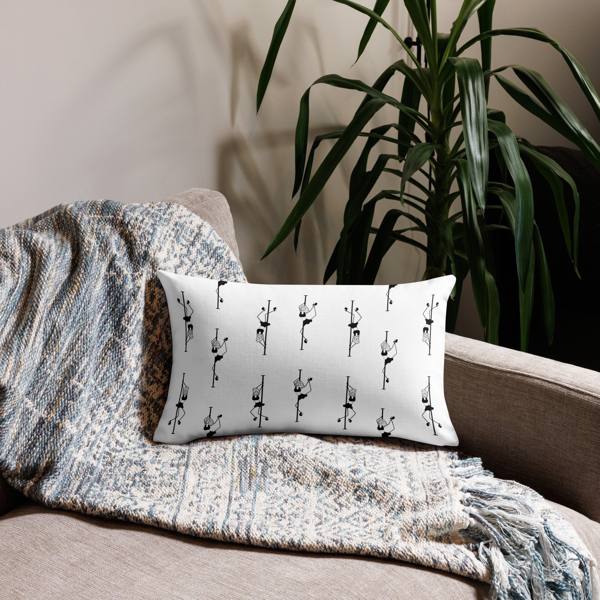 Premium pillow case featuring a bold pole dance print, perfect for adding a unique, stylish touch to your bedroom, lounge, or studio décor.