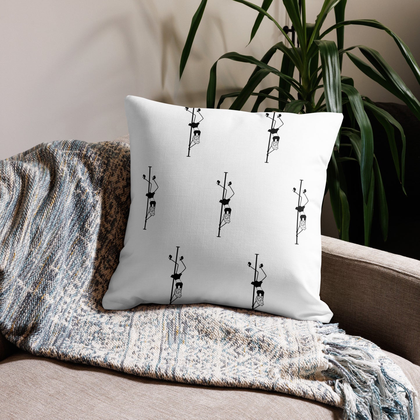 Premium pillow case featuring a bold pole dance print, perfect for adding a unique, stylish touch to your bedroom, lounge, or studio décor.