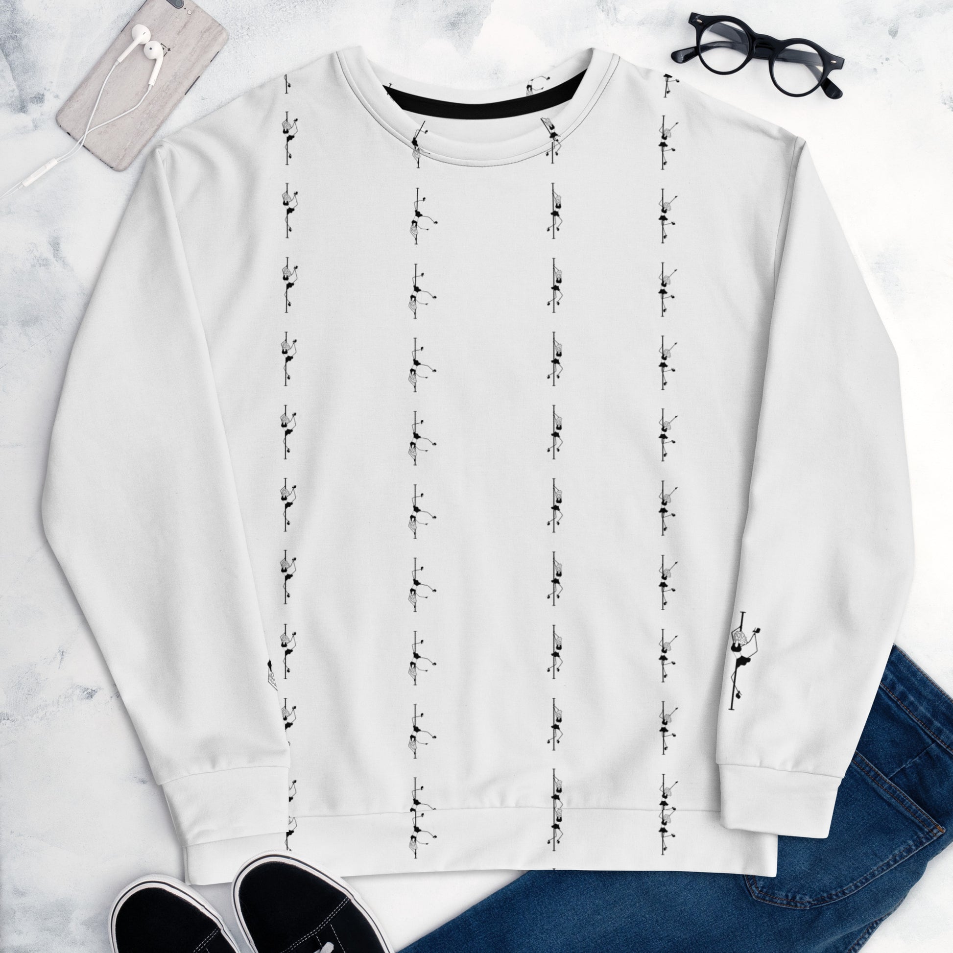 Comfortable pole dance print sweatshirt, perfect for casual wear, lounging, or layering during cooler weather, available in a variety of sizes.