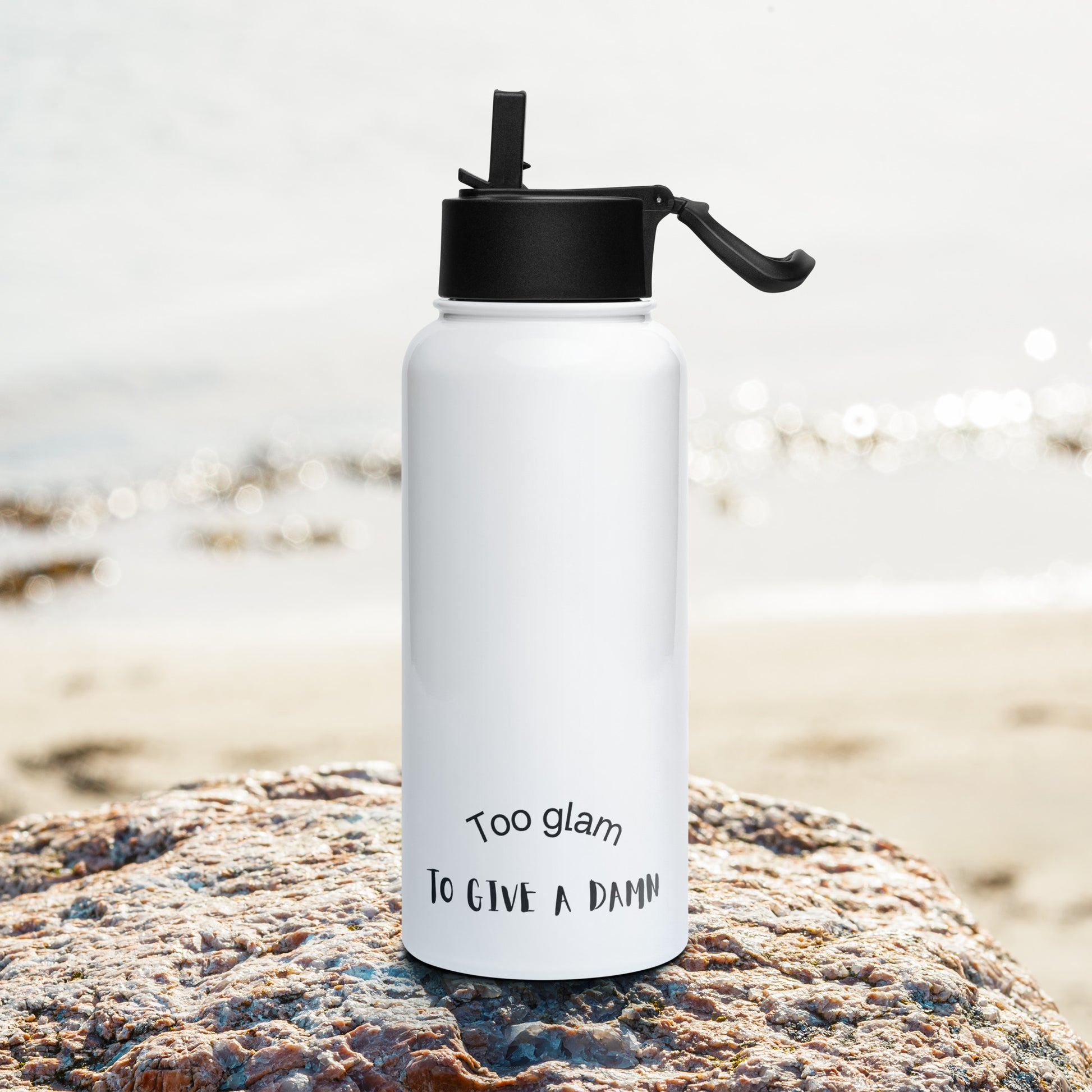 Insulated stainless steel pole dance water bottle featuring a built-in straw and bold design.