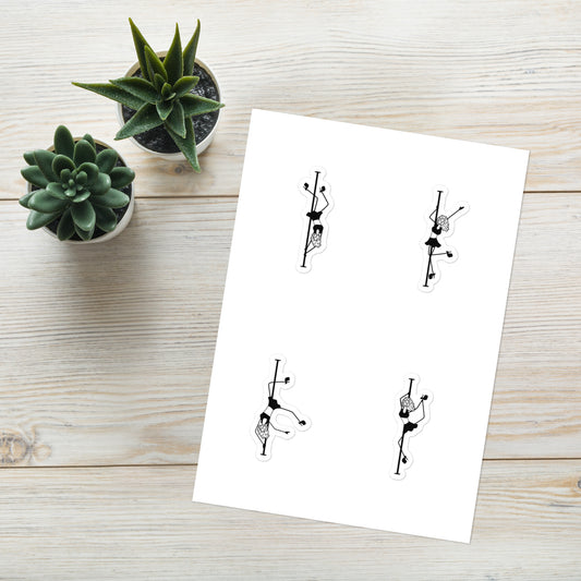 Pole dance sticker sheet featuring various designs, perfect for decorating personal items like notebooks, laptops, or pole dance gear.