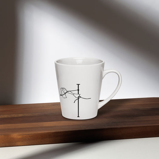 Stylish ceramic latte mug with pole dance artwork — great for dancers and fans.