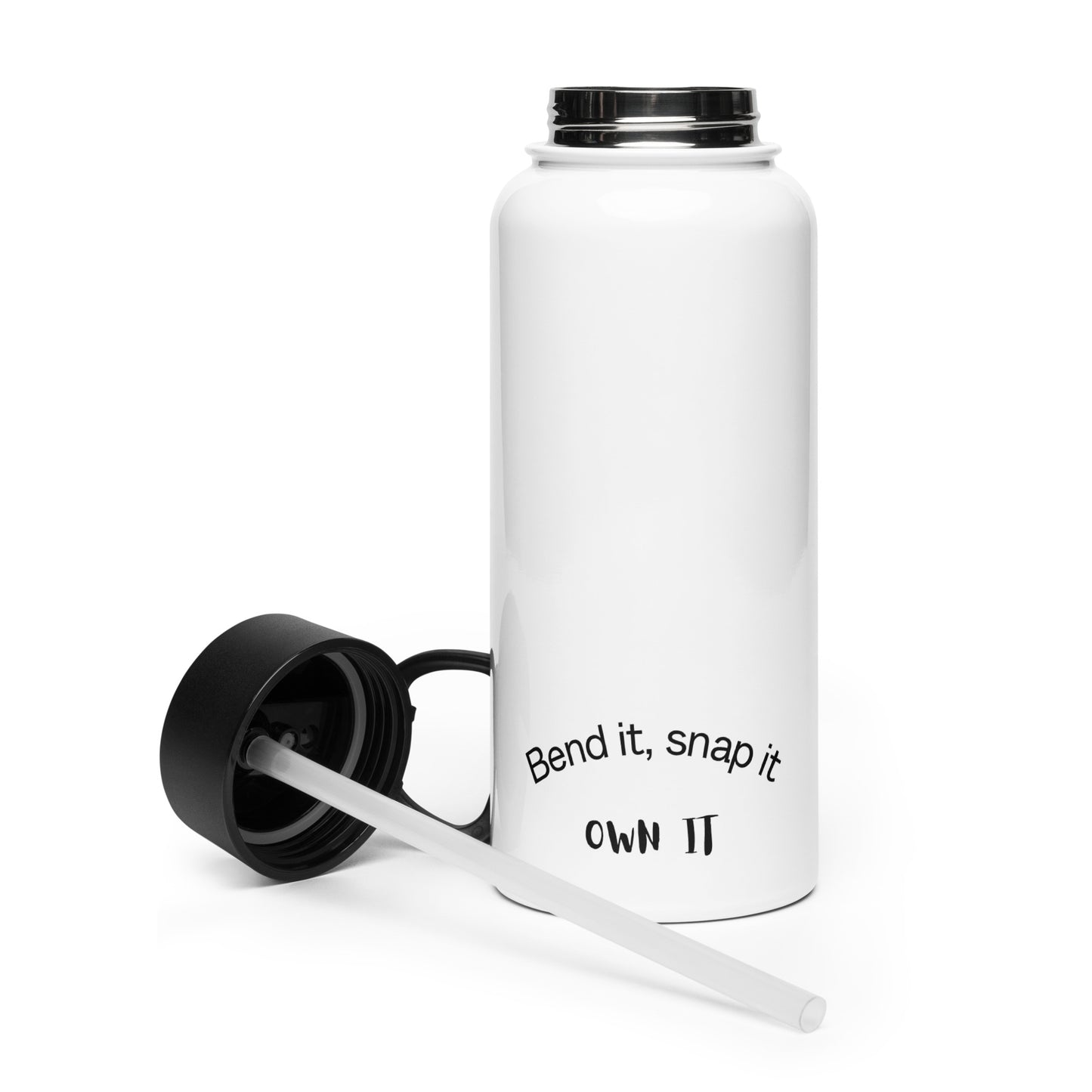 Pole dance stainless steel water bottle with straw, perfect for staying hydrated on the go.