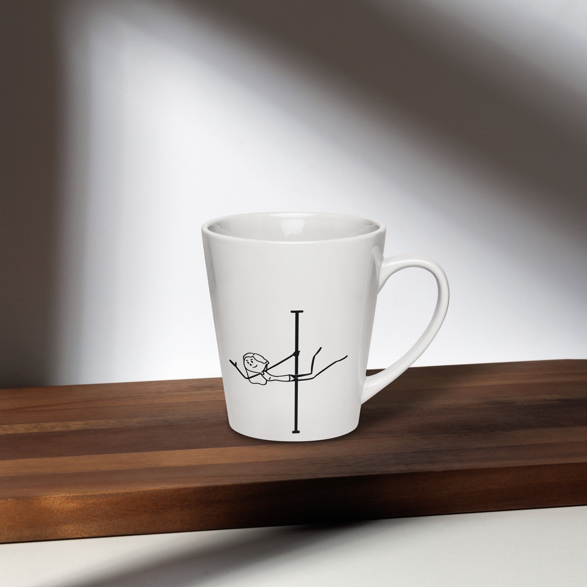 Pole dance themed latte mug, ideal for coffee, tea, or cozy studio moments.