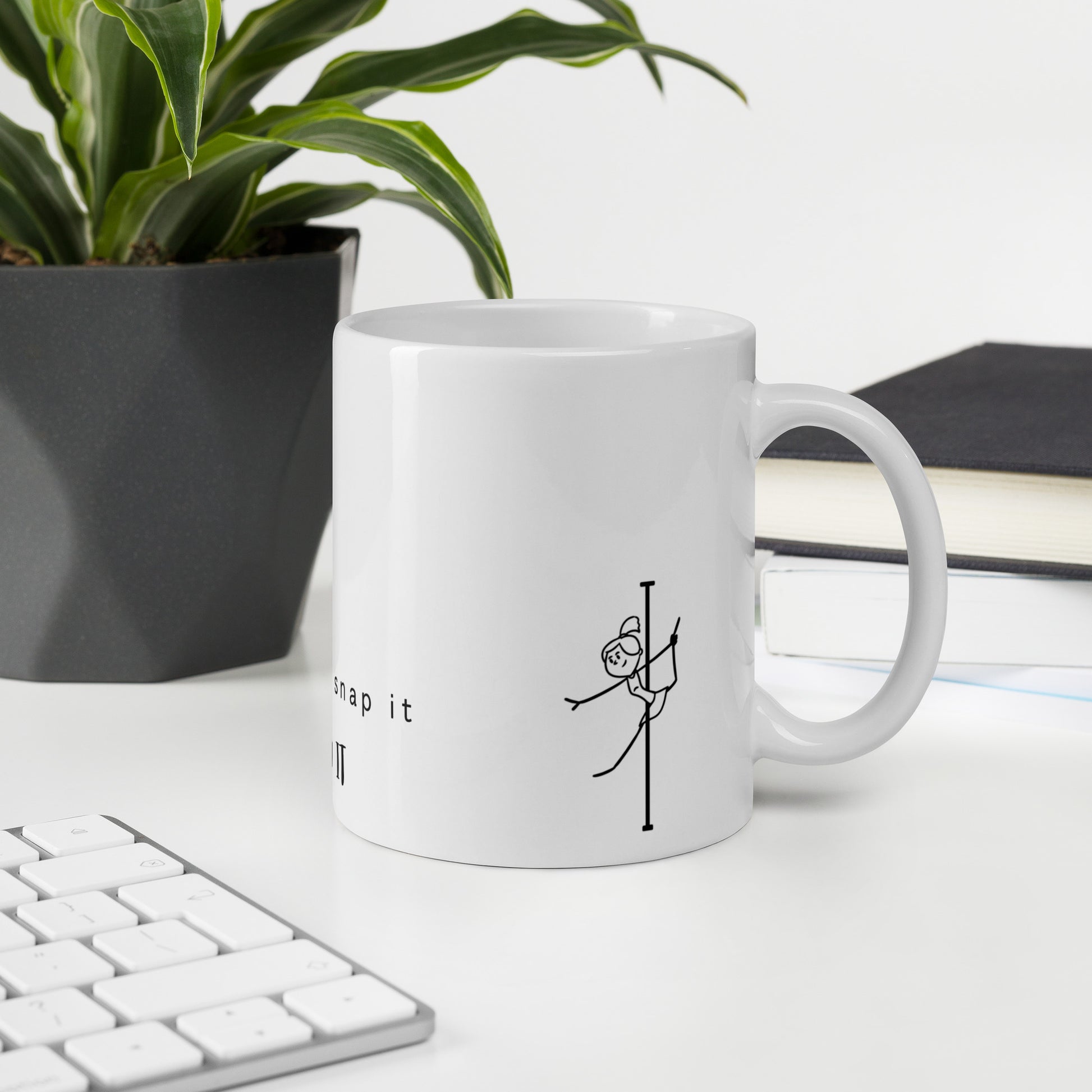 Pole dance white glossy ceramic mug with bold, vibrant print.