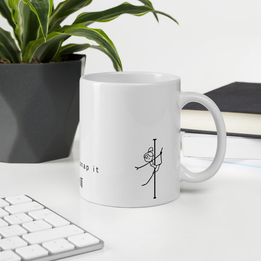 Pole dance white glossy ceramic mug with bold, vibrant print.