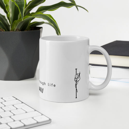 Pole dance themed white ceramic mug with a shiny, high-gloss finish.