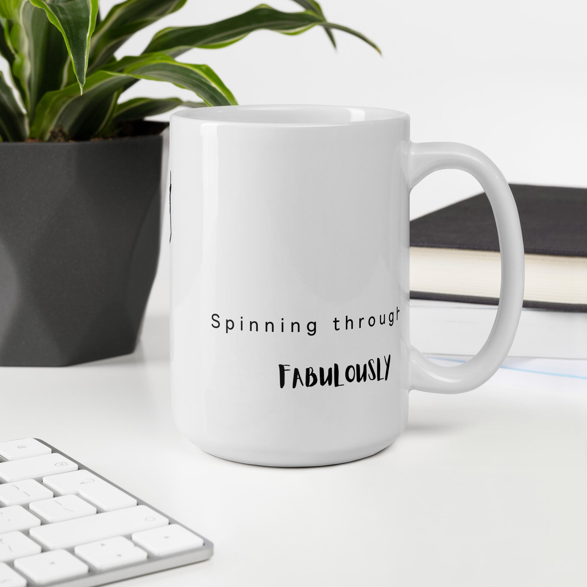 Pole dance themed white ceramic mug with a shiny, high-gloss finish.