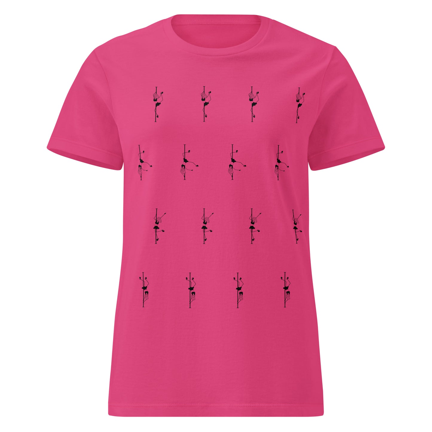 Women’s basic softstyle t-shirt featuring a pole dance graphic design, showcasing strength and elegance, perfect for pole dancers and fitness enthusiasts.