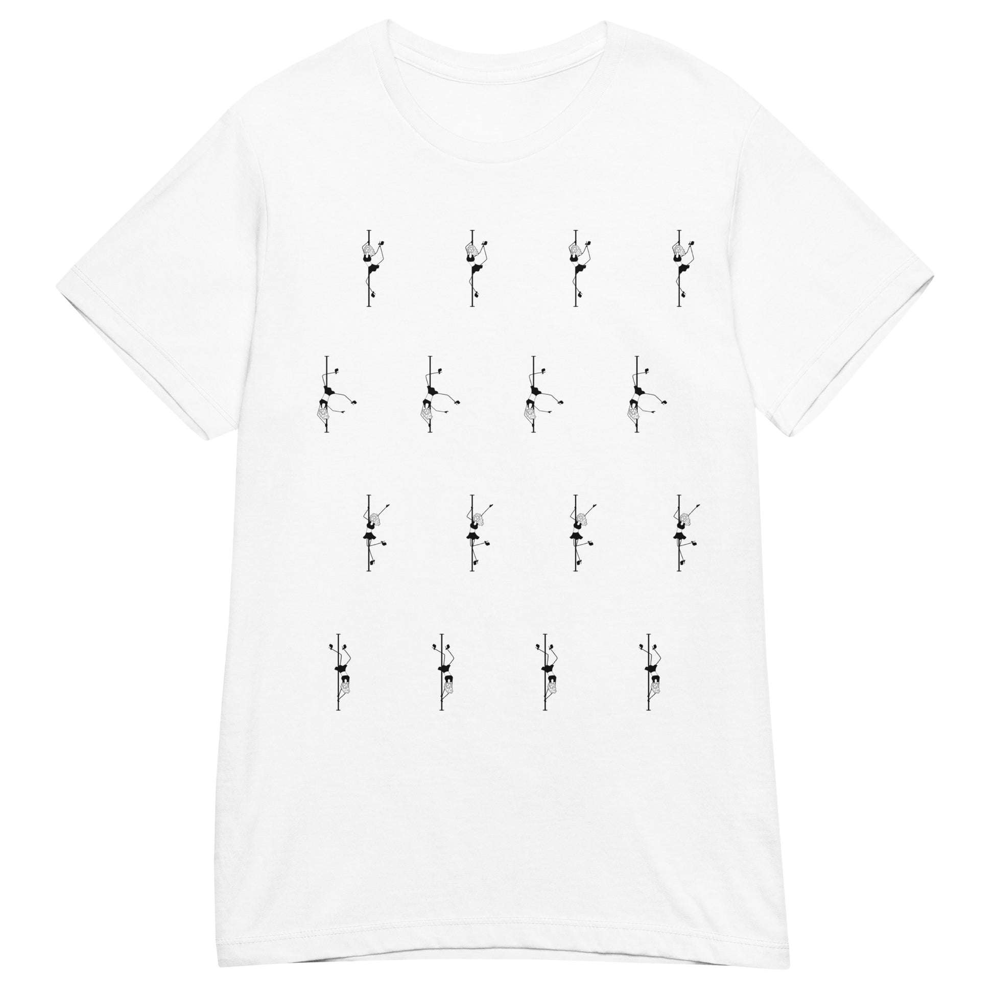 Women’s basic softstyle t-shirt featuring a pole dance graphic design, showcasing strength and elegance, perfect for pole dancers and fitness enthusiasts.