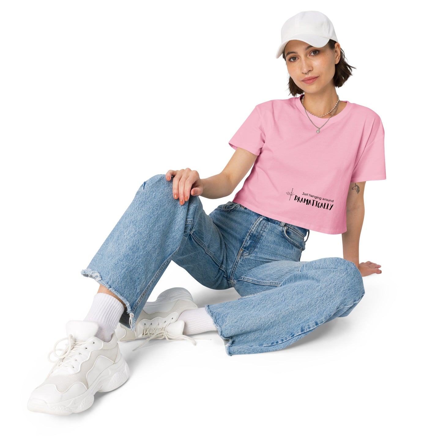 Fitted women’s crop top featuring a pole dance graphic, combining style and flexibility for pole dance practice or casual wear.