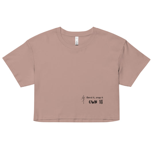 Women’s crop top with a bold pole dance graphic, offering a comfortable and stylish fit for pole dancers and fitness enthusiasts.