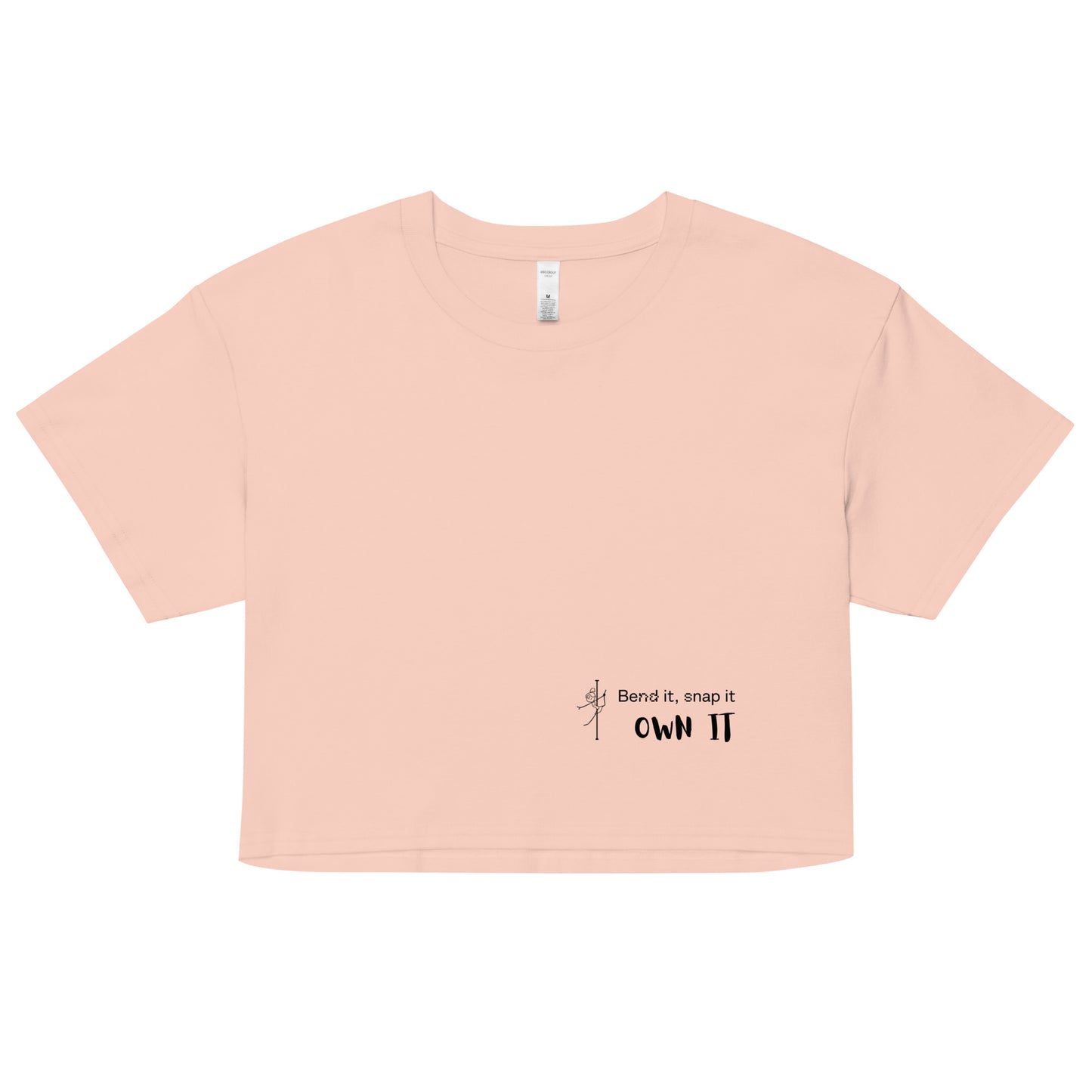 Women’s crop top with a bold pole dance graphic, offering a comfortable and stylish fit for pole dancers and fitness enthusiasts.