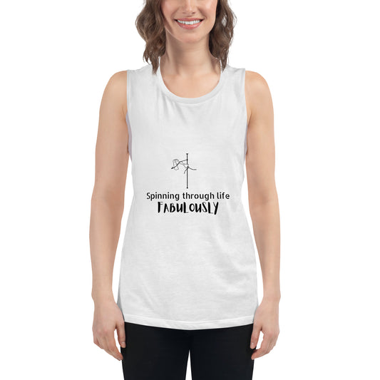 Women’s tank top featuring a bold pole dance graphic, designed for comfort and movement during workouts or casual wear.